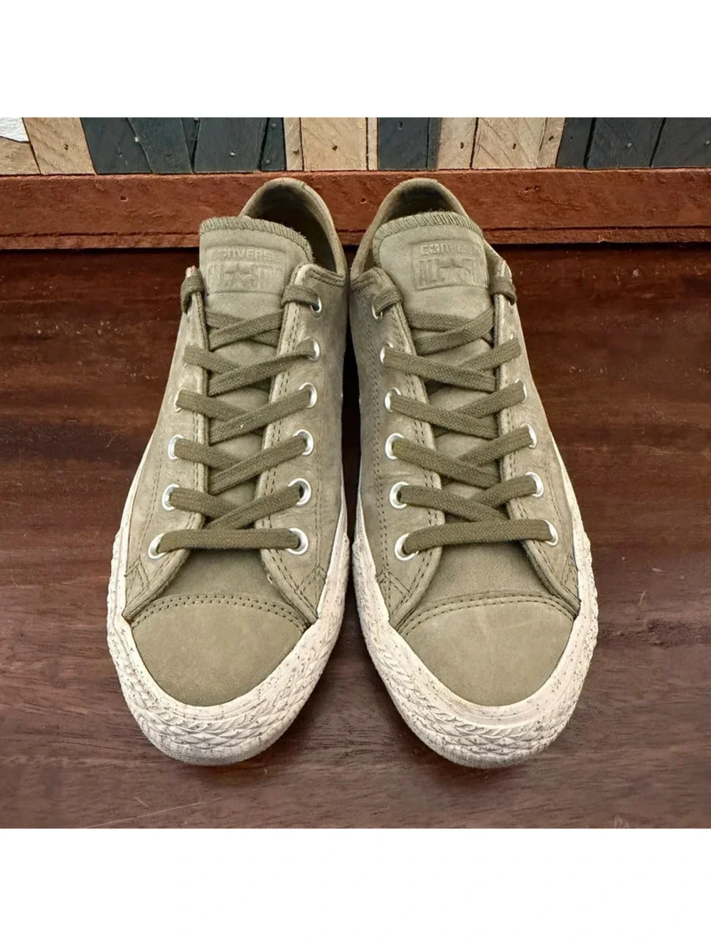 Converse Chuck Taylor All Star Low Field Surplus Olive Green Suede Shoes Size W8